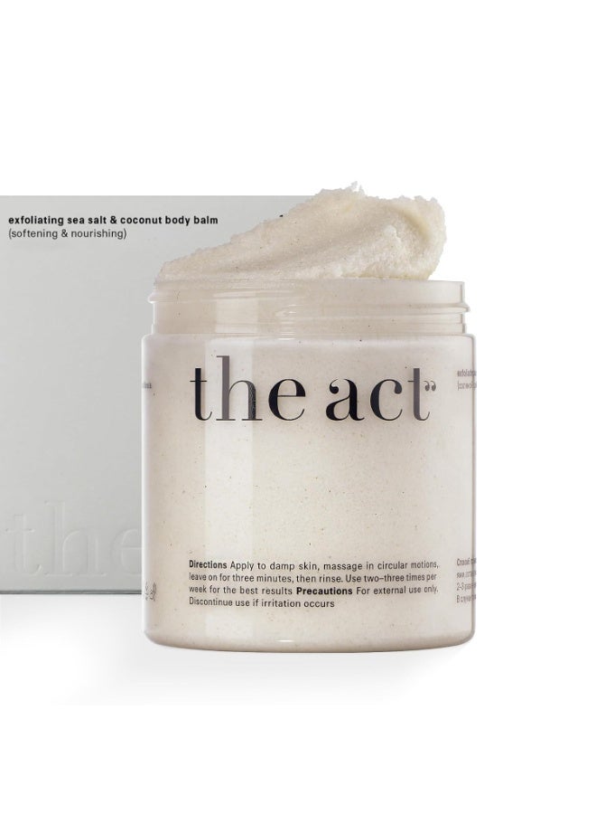 The Act Exfoliating Body Scrub with Sea Salt & Coconut - Nourishing Restores Cleanser Body Balm - Home Spa Care, Vegan, Organic (10.58 Oz, Coconut) - Image 1